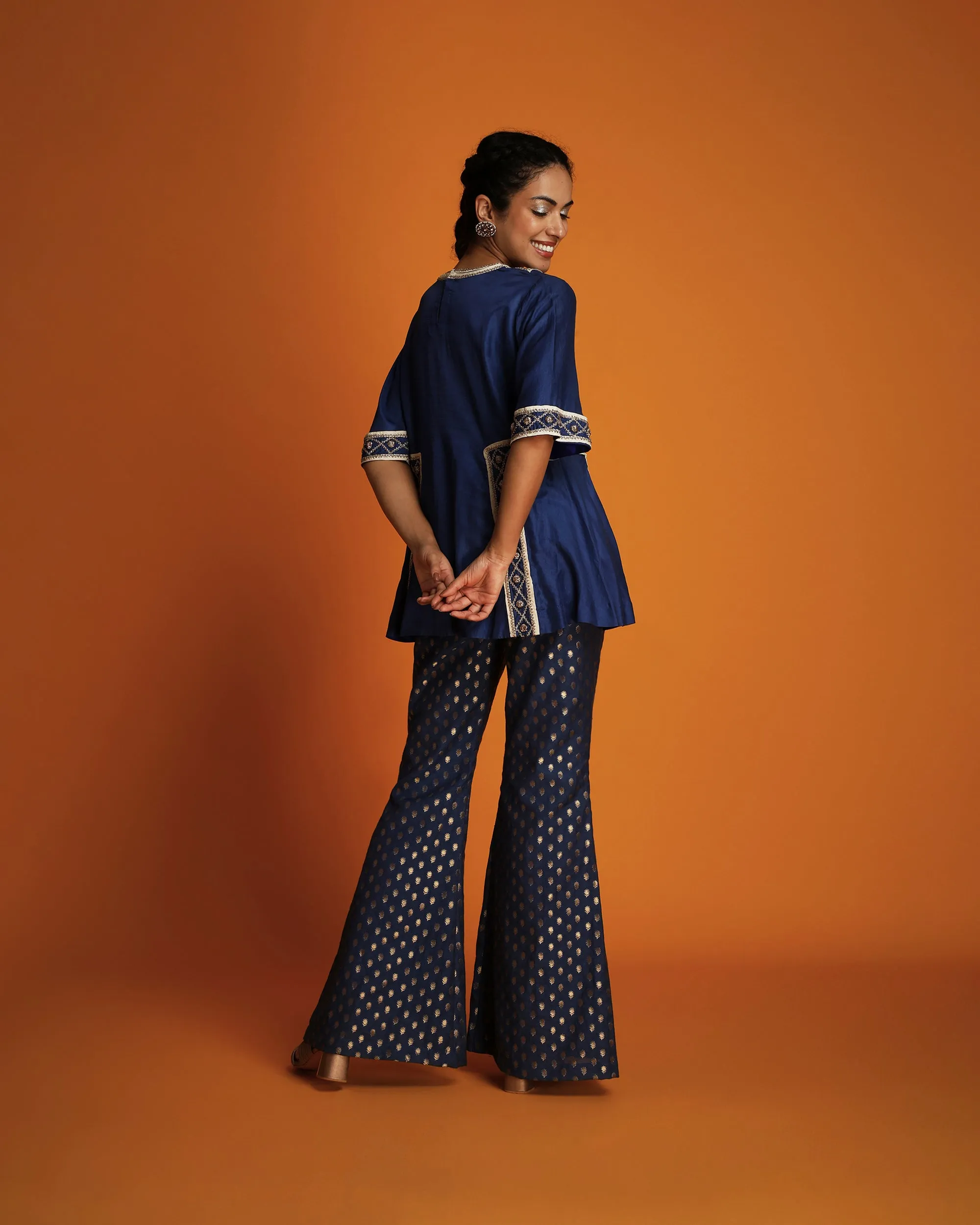 Indigo embroidered tunic
