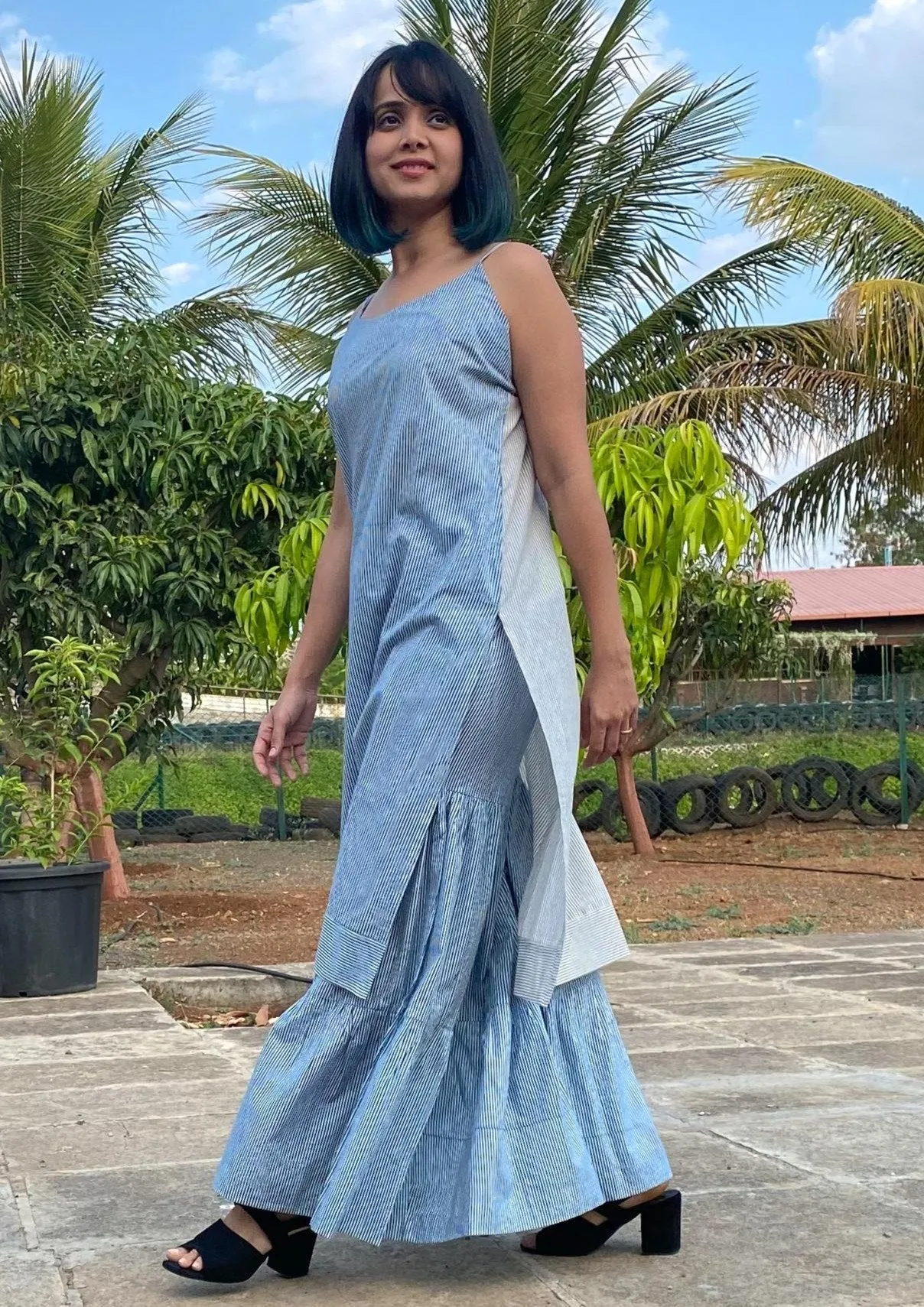 Indigo Ripples Sharara Pants