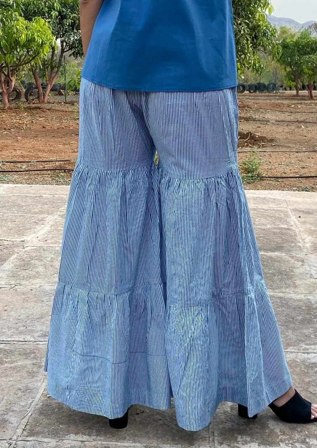 Indigo Ripples Sharara Pants
