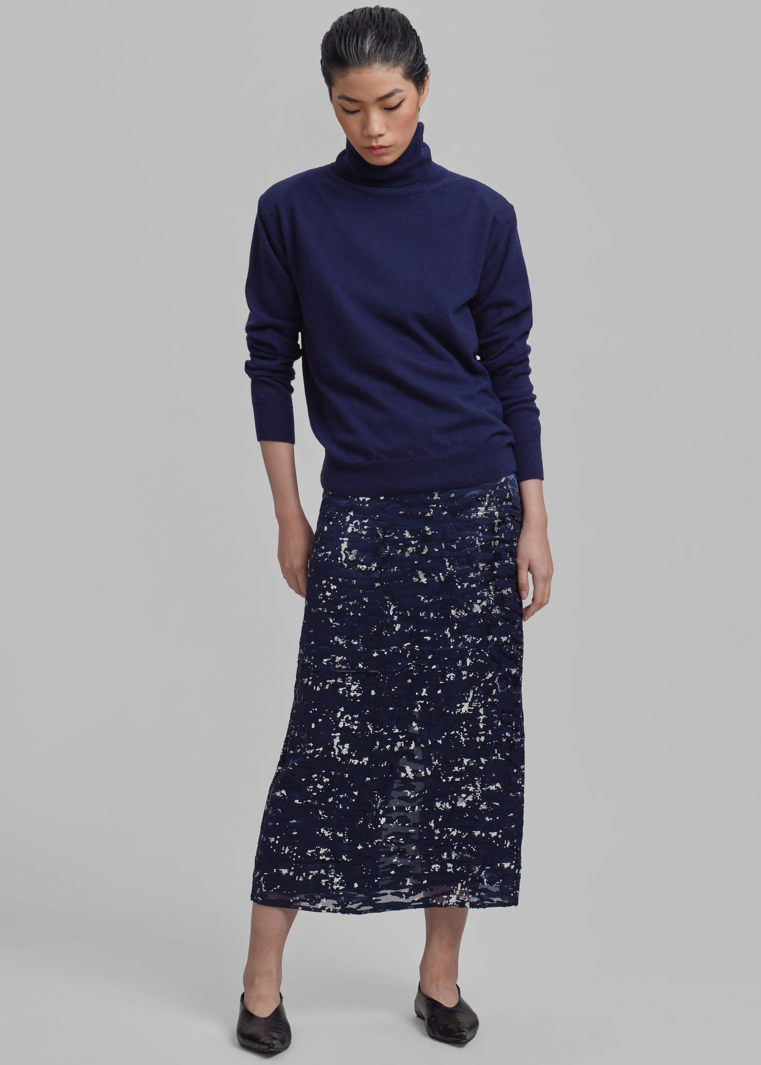 Ines Thin Padded Turtleneck - Navy