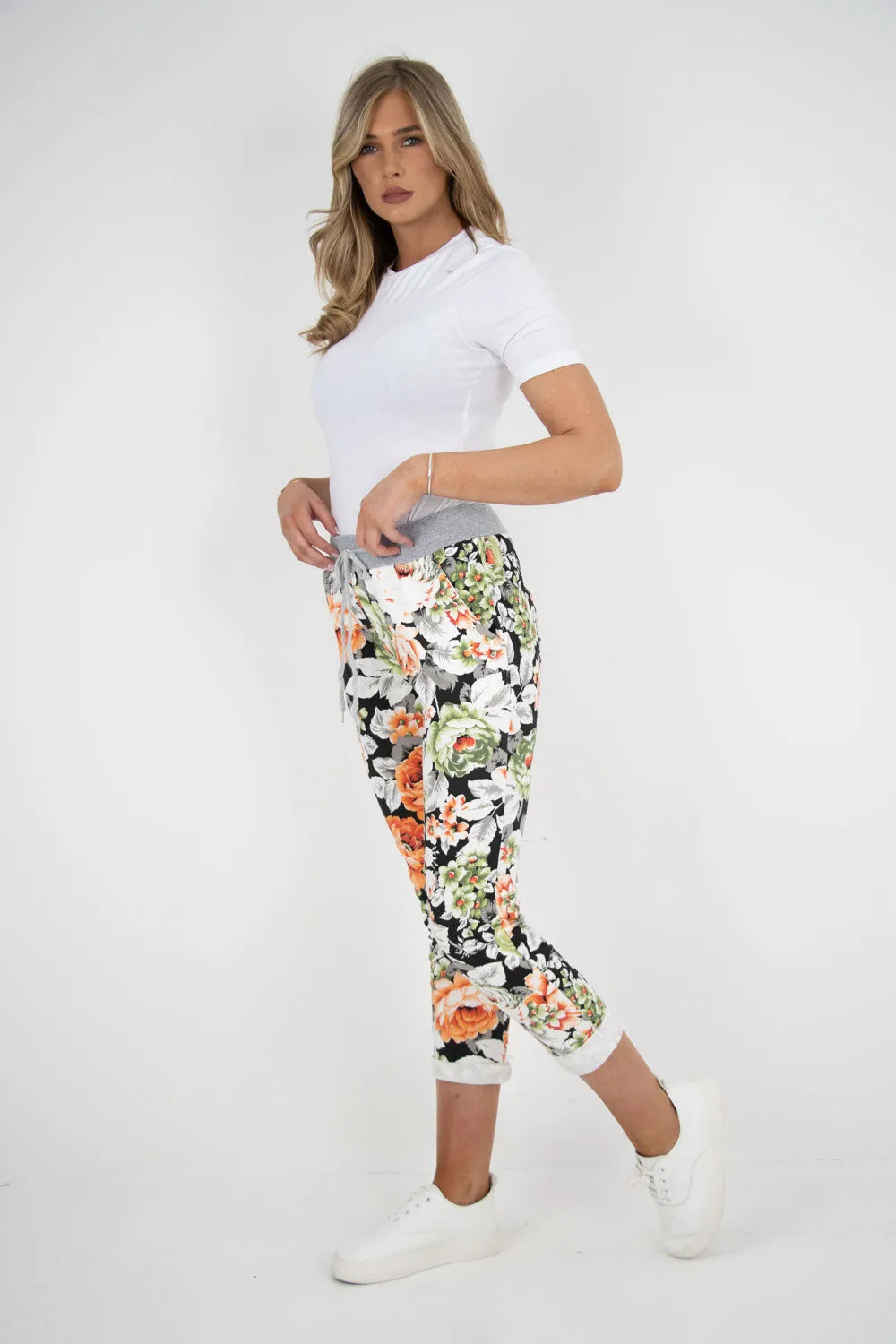 Italian Stretch Cotton Trousers ~ Spring Garden
