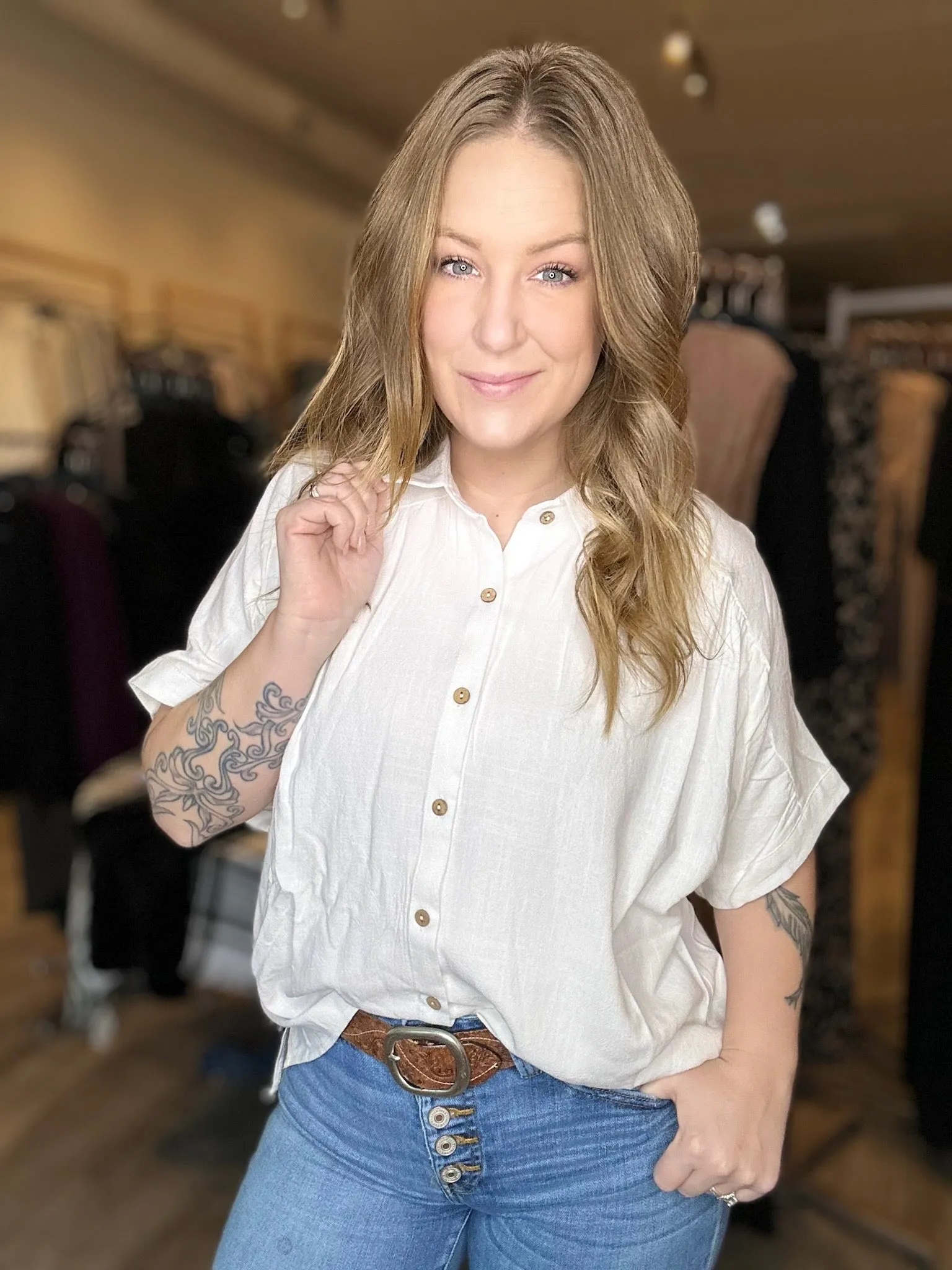 Ivory Button Down Top