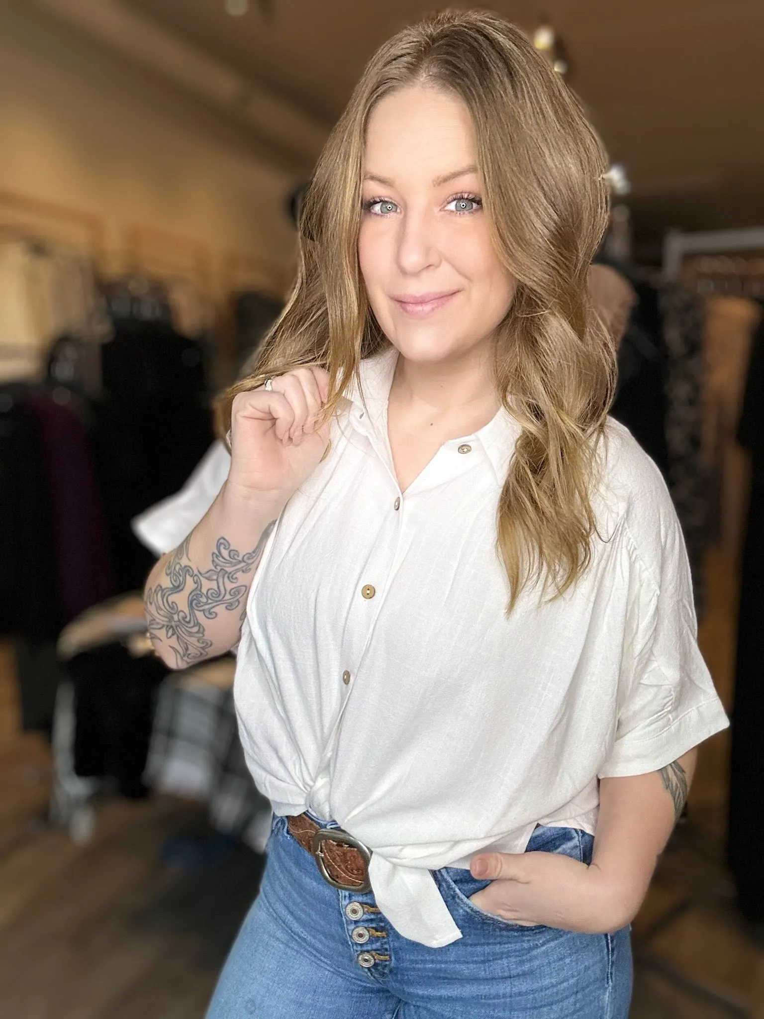 Ivory Button Down Top