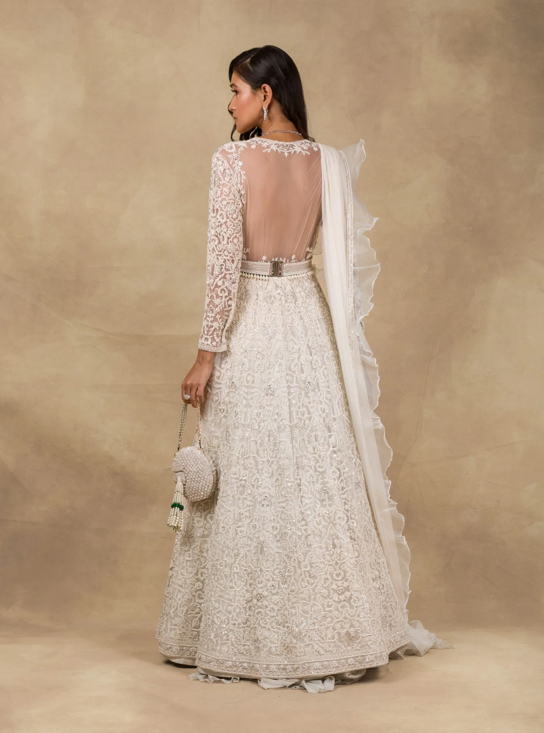 Ivory Pearl Embroidered Anarkali Set