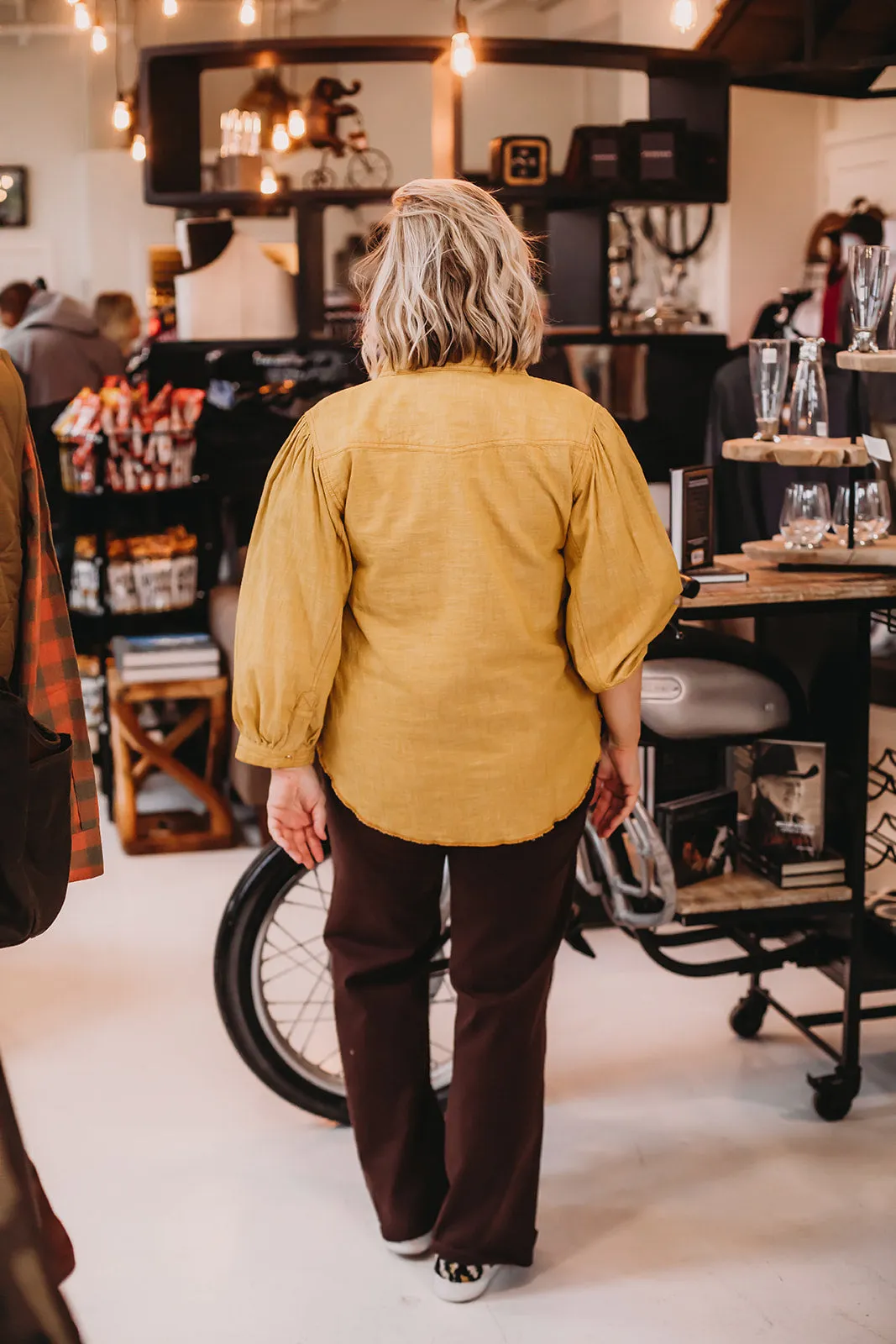 Ivy Jane Denim Snap Shirt- Gold