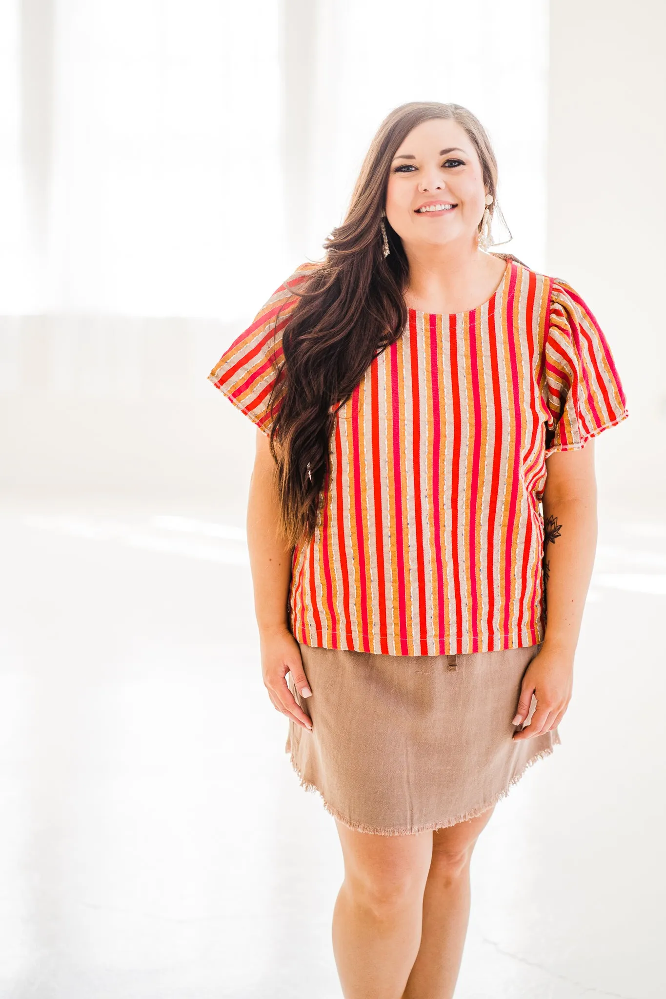 Ivy Jane Stripe and Flutter Top