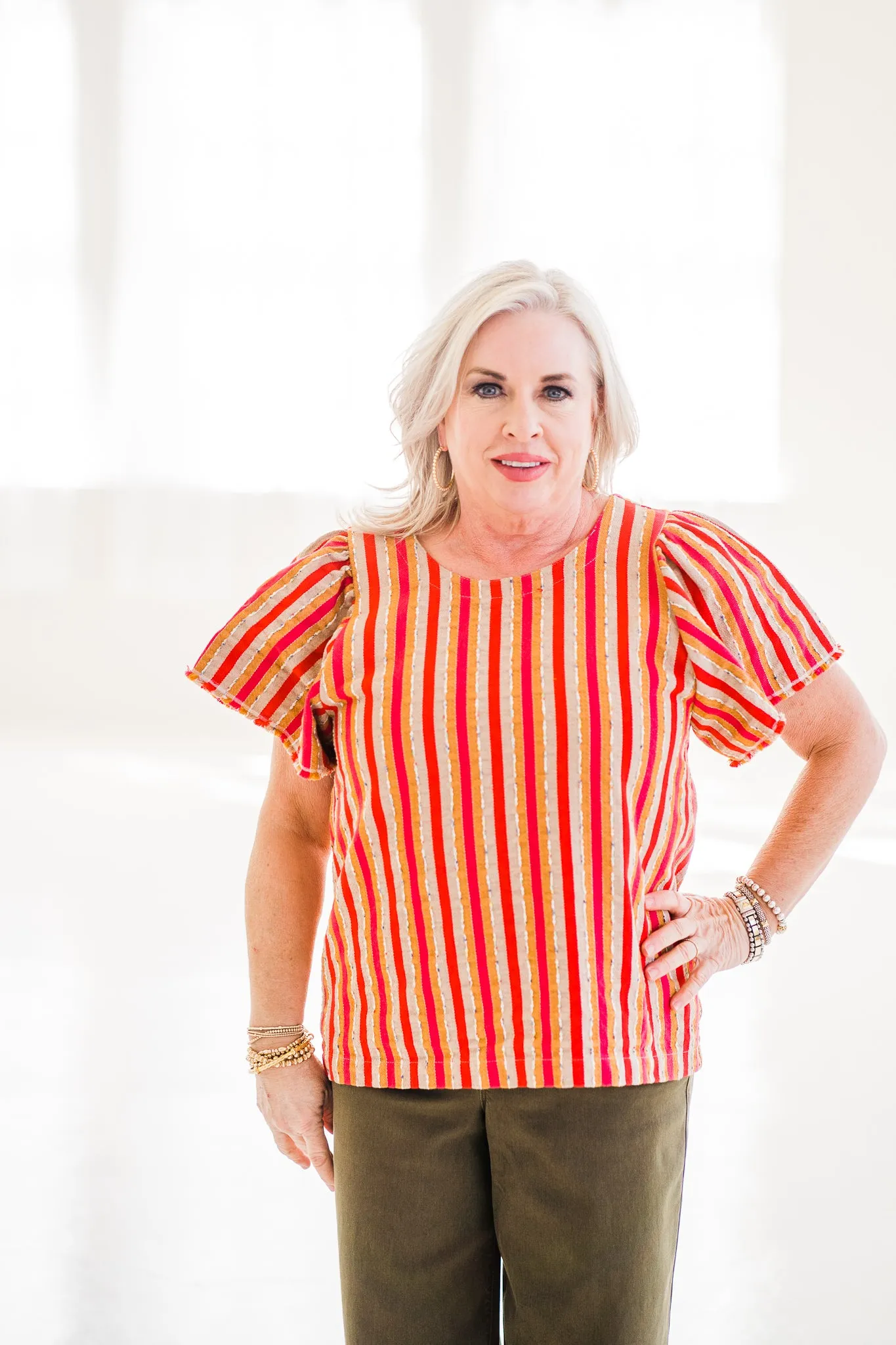 Ivy Jane Stripe and Flutter Top