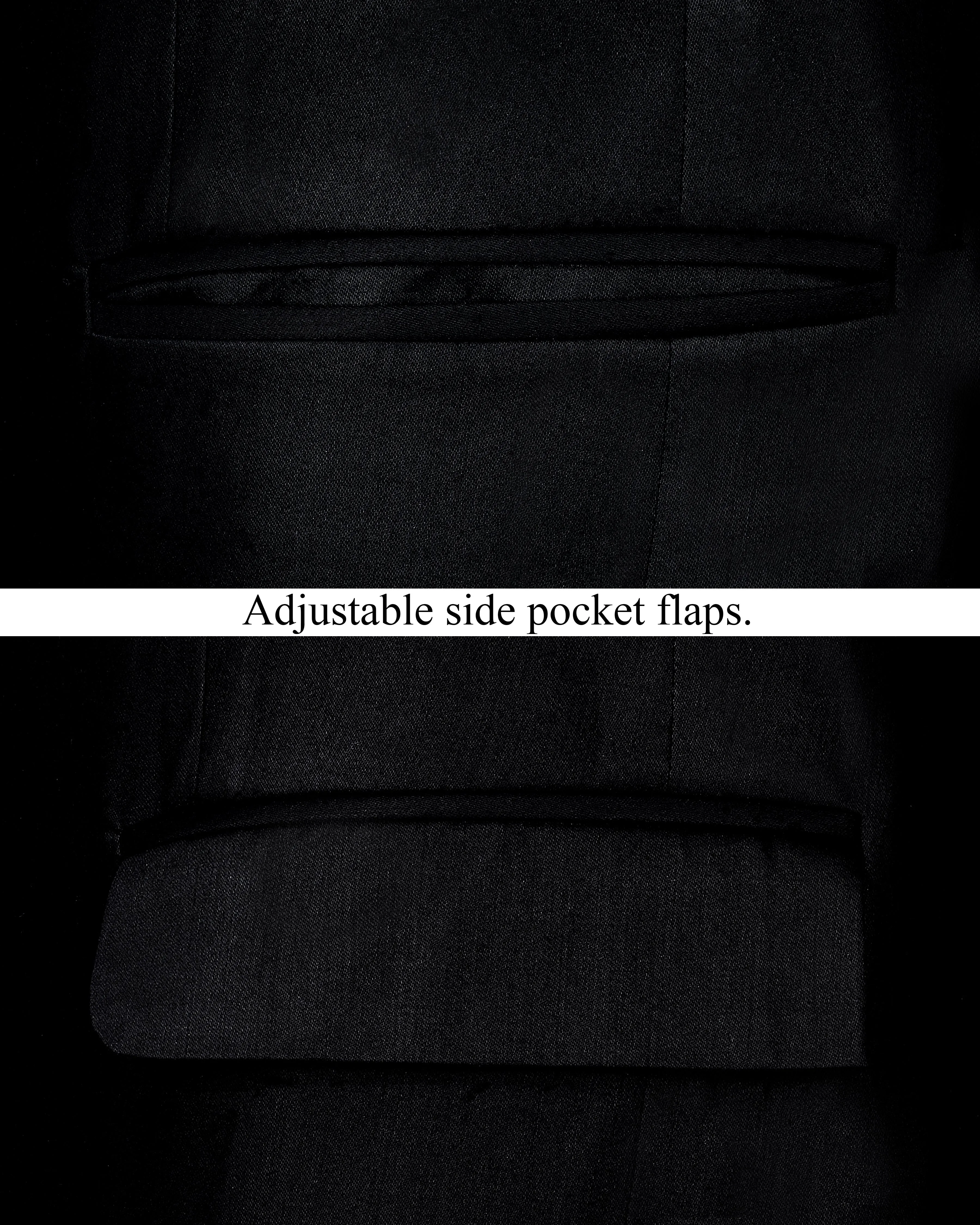 Jade Black Bandhgala/Mandarin Wool blend Blazer