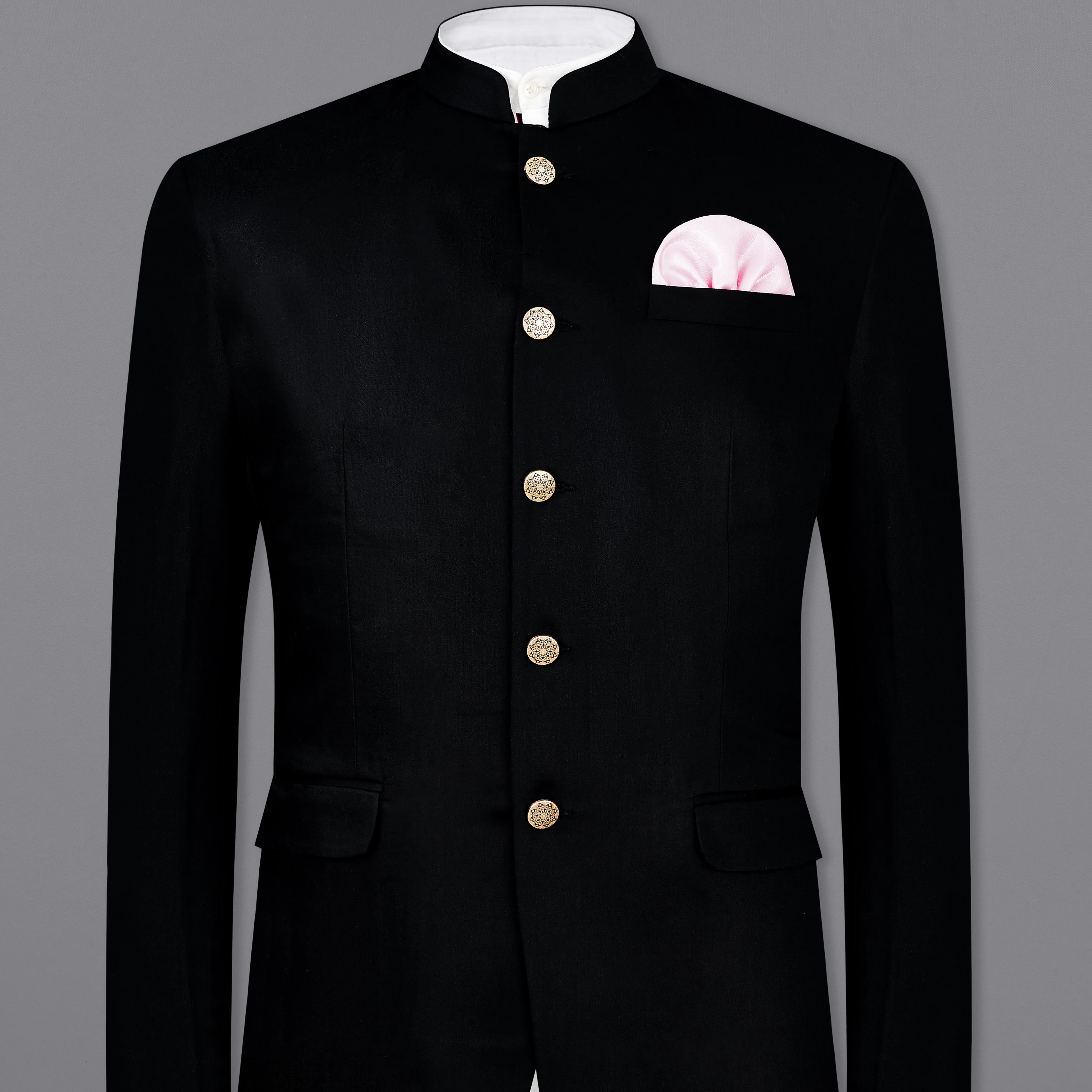 Jade Black Bandhgala/Mandarin Wool blend Blazer