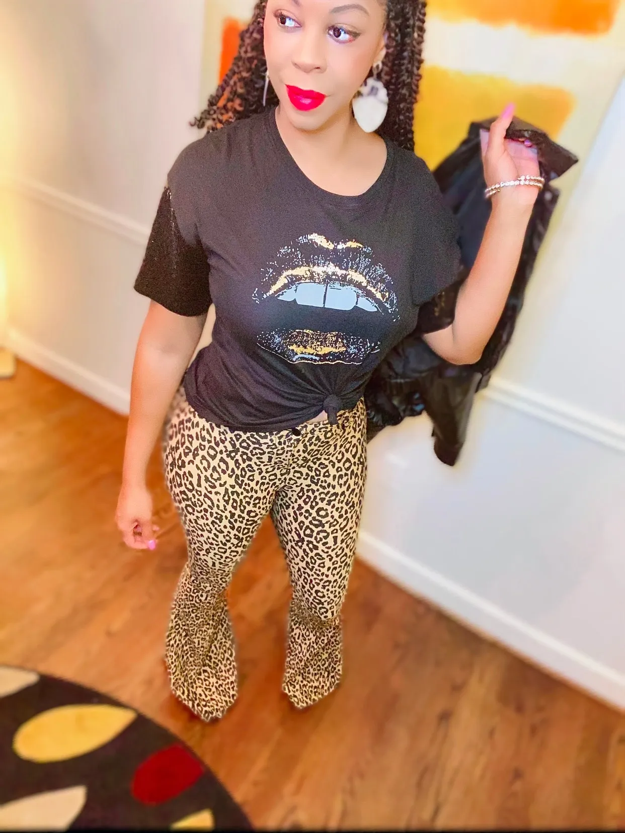JEANS SALE! Leopard Print Bell Bottom Pants ‼️ Stretchy