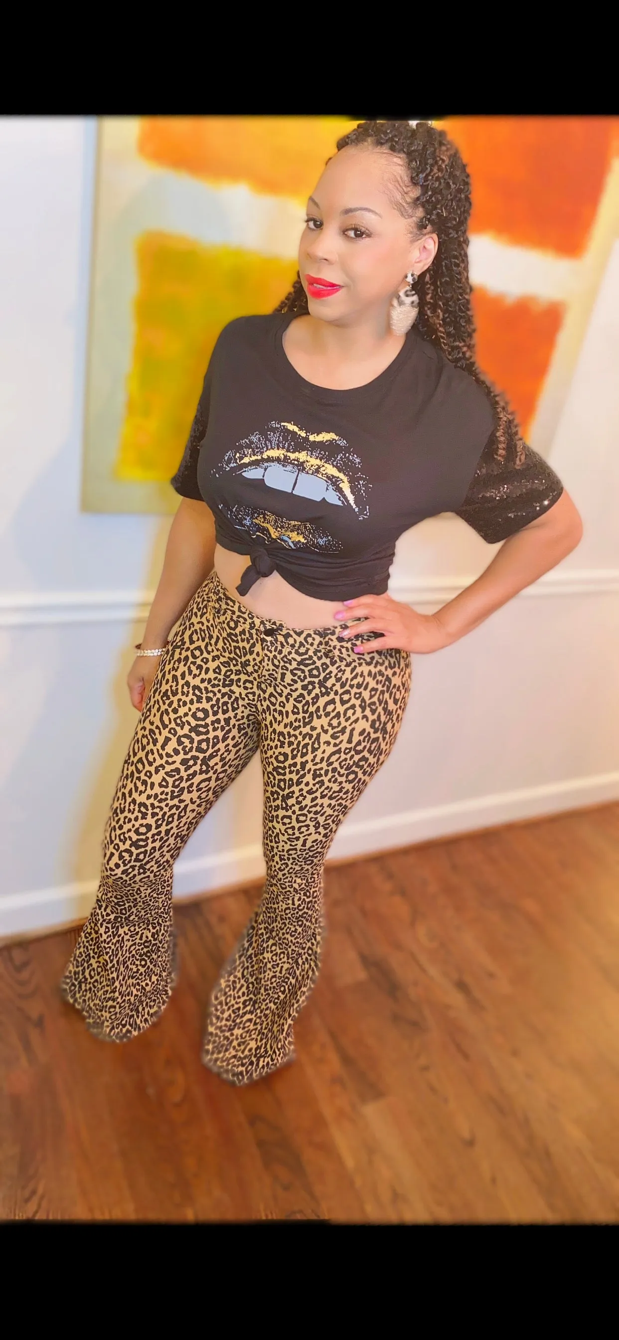 JEANS SALE! Leopard Print Bell Bottom Pants ‼️ Stretchy