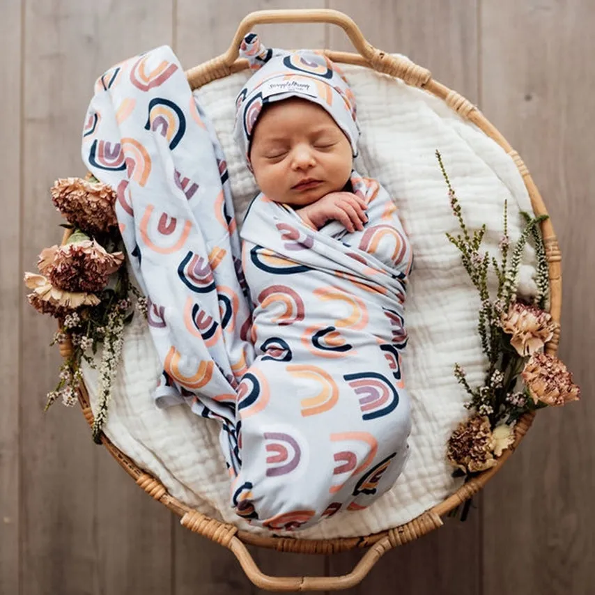 Jersey Wrap   Beanie Set - Sunset Rainbow