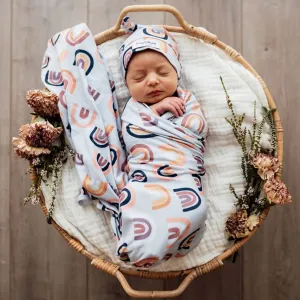 Jersey Wrap   Beanie Set - Sunset Rainbow