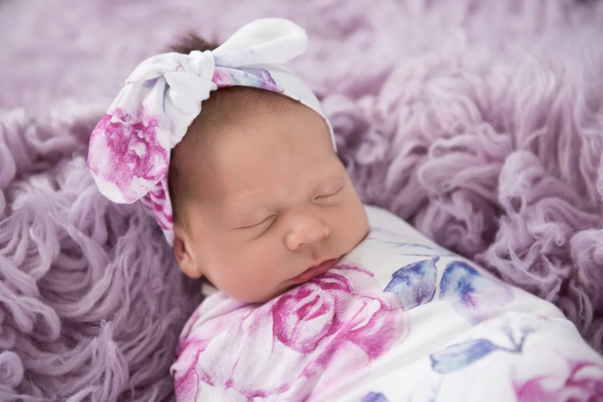 Jersey Wrap   Topknot Set - Lilac Skies