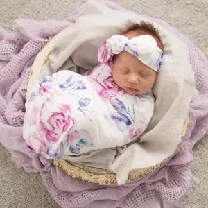 Jersey Wrap   Topknot Set - Lilac Skies
