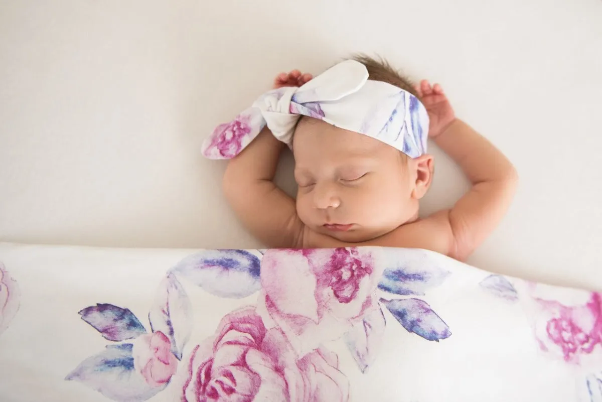 Jersey Wrap   Topknot Set - Lilac Skies