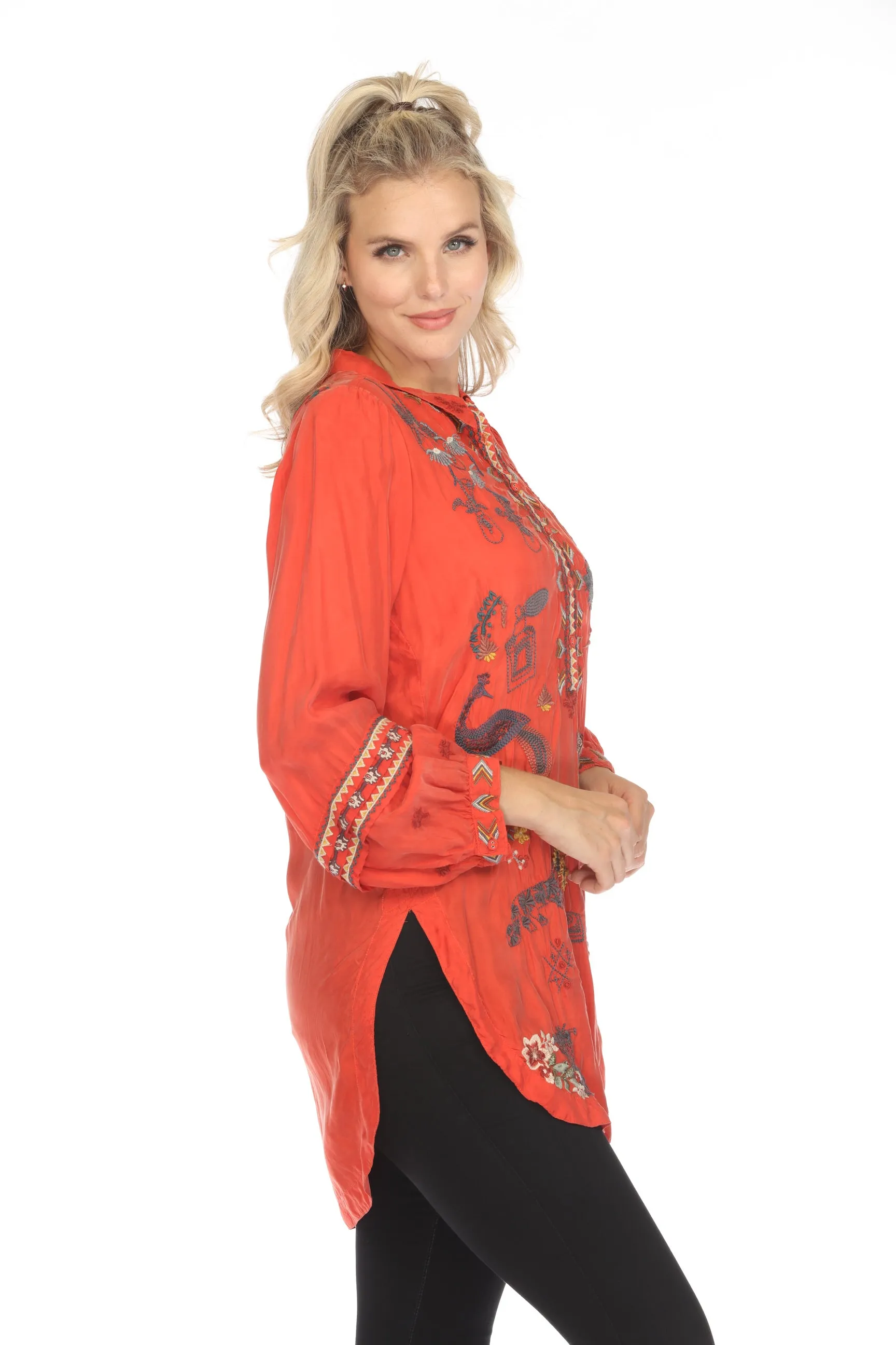 Johnny Was Biya Aggie Embroidered Tunic Top B23723B9 Boho Chic