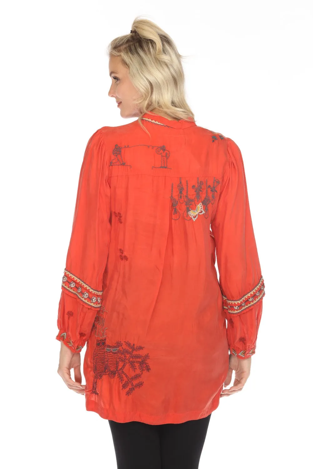 Johnny Was Biya Aggie Embroidered Tunic Top B23723B9 Boho Chic
