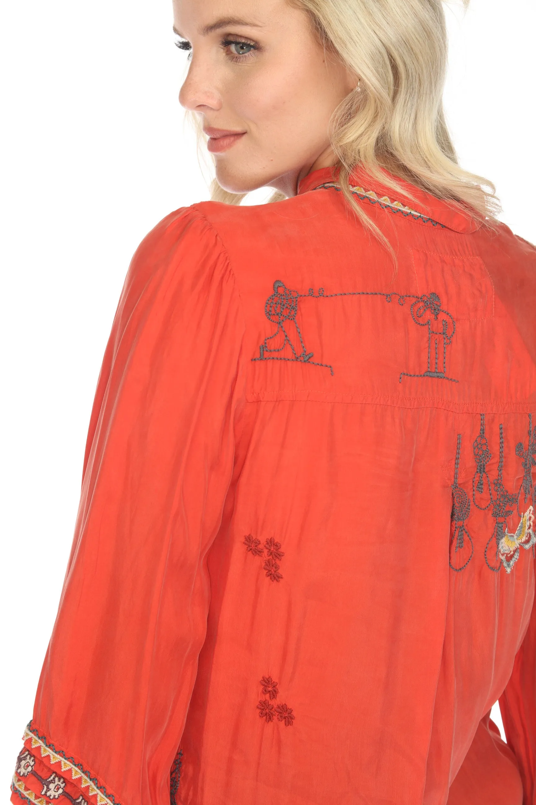 Johnny Was Biya Aggie Embroidered Tunic Top B23723B9 Boho Chic