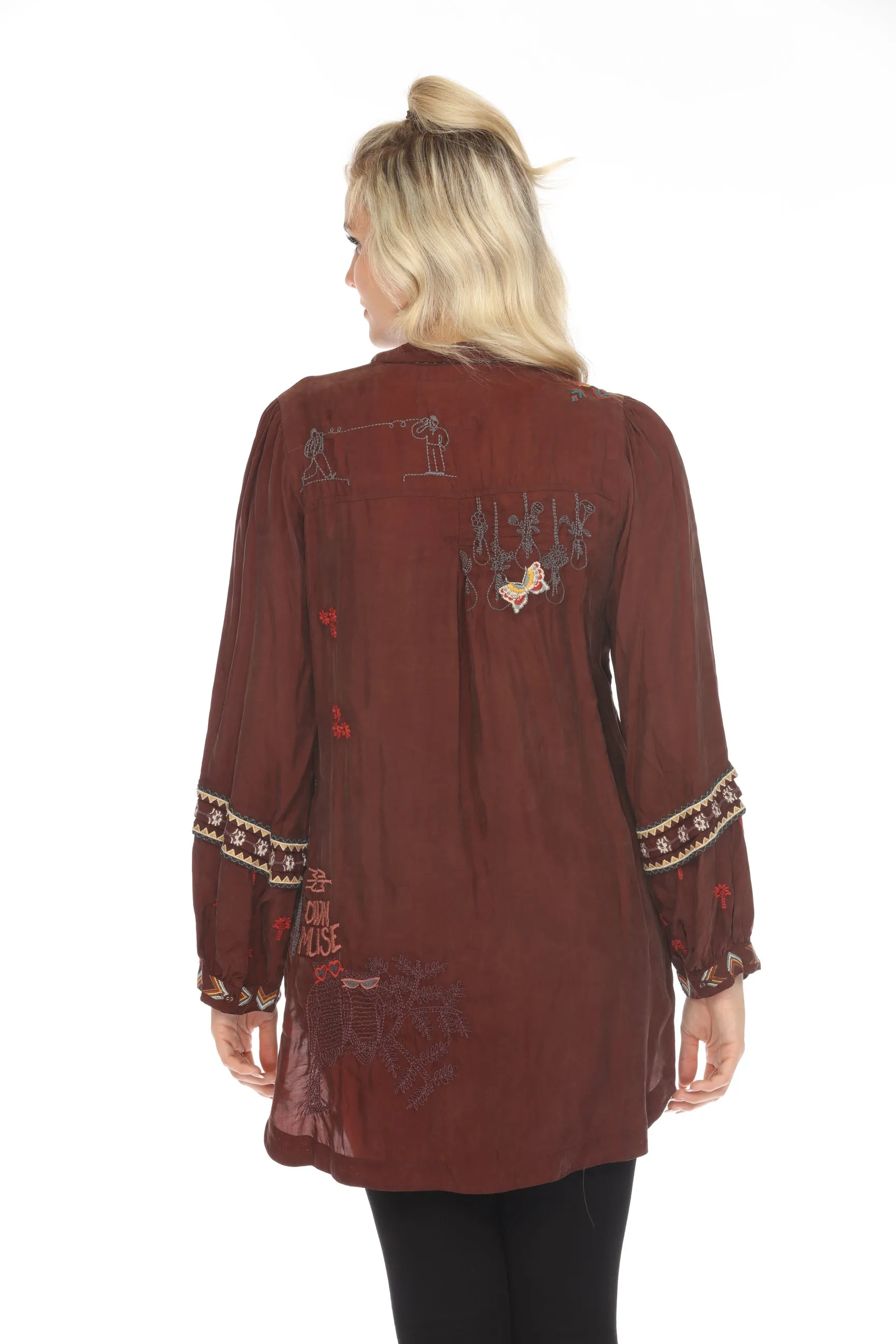 Johnny Was Biya Aggie Embroidered Tunic Top B23723B9 Boho Chic