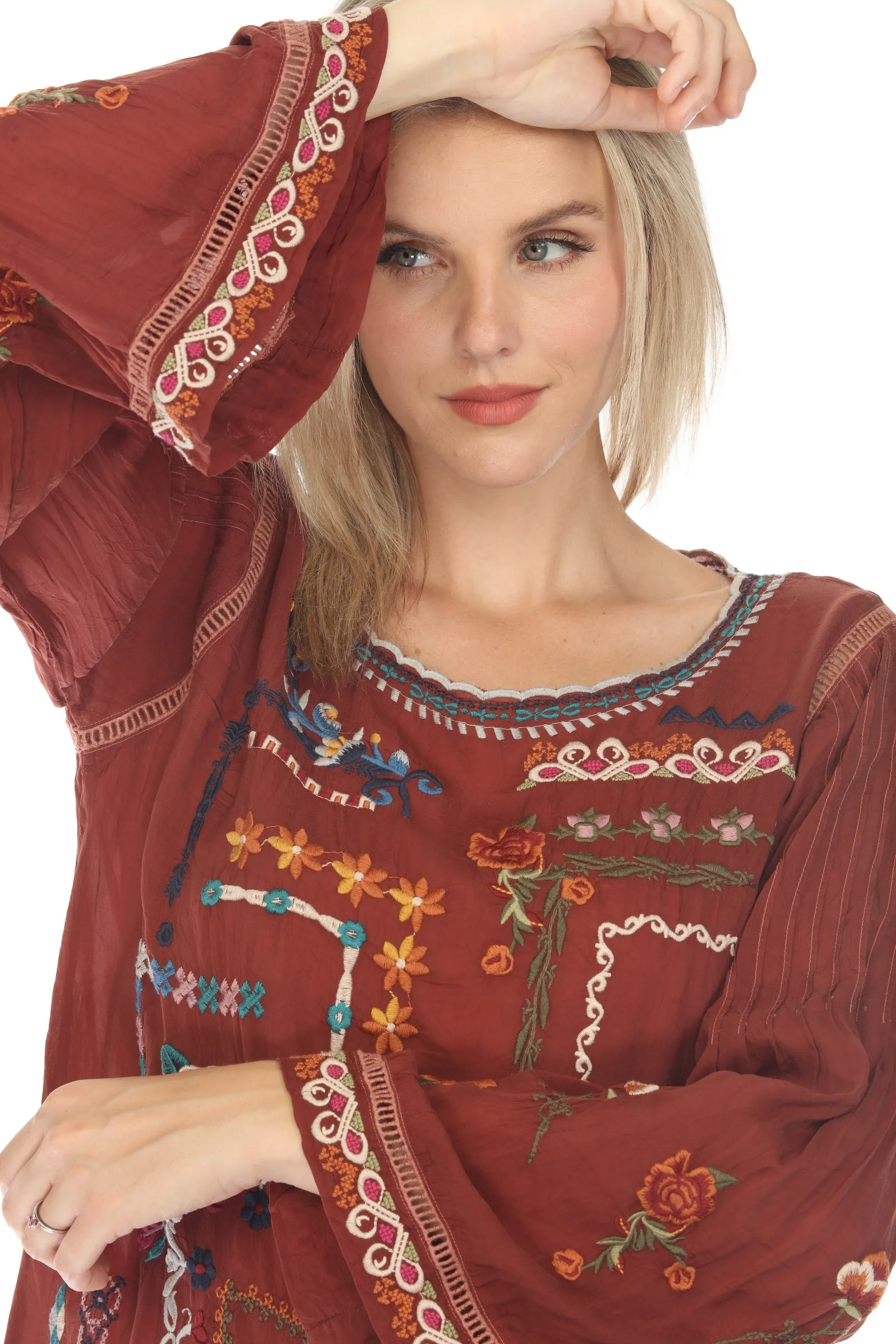 Johnny Was Iver Embroidered Tunic Top C28223 *