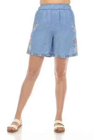 Johnny Was JWLA Embroidered Linen Shorts Boho Chic J83424