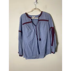 Joie Blue Long Sleeve V-Neck Tunic Sz L