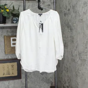 Jones New York Womens White 3/4 Sleeve Split Tunic Top 10835708