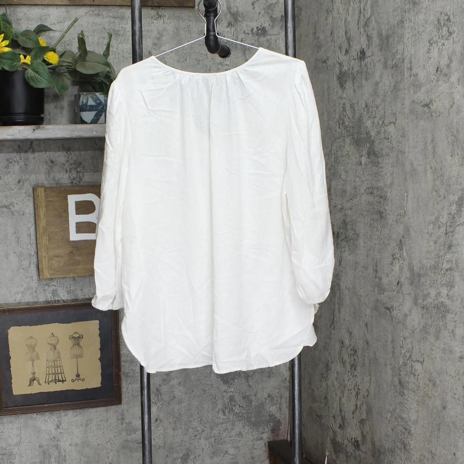 Jones New York Womens White 3/4 Sleeve Split Tunic Top 10835708