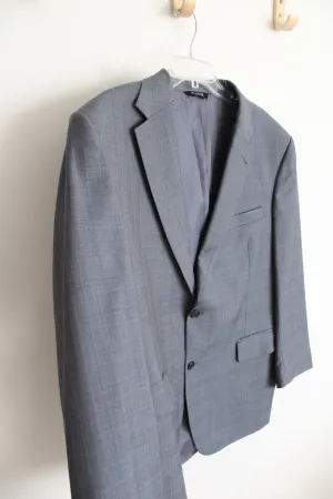 Jos A. Blank Blue & Gray Plaid Wool Silk Blend Blazer | 44S