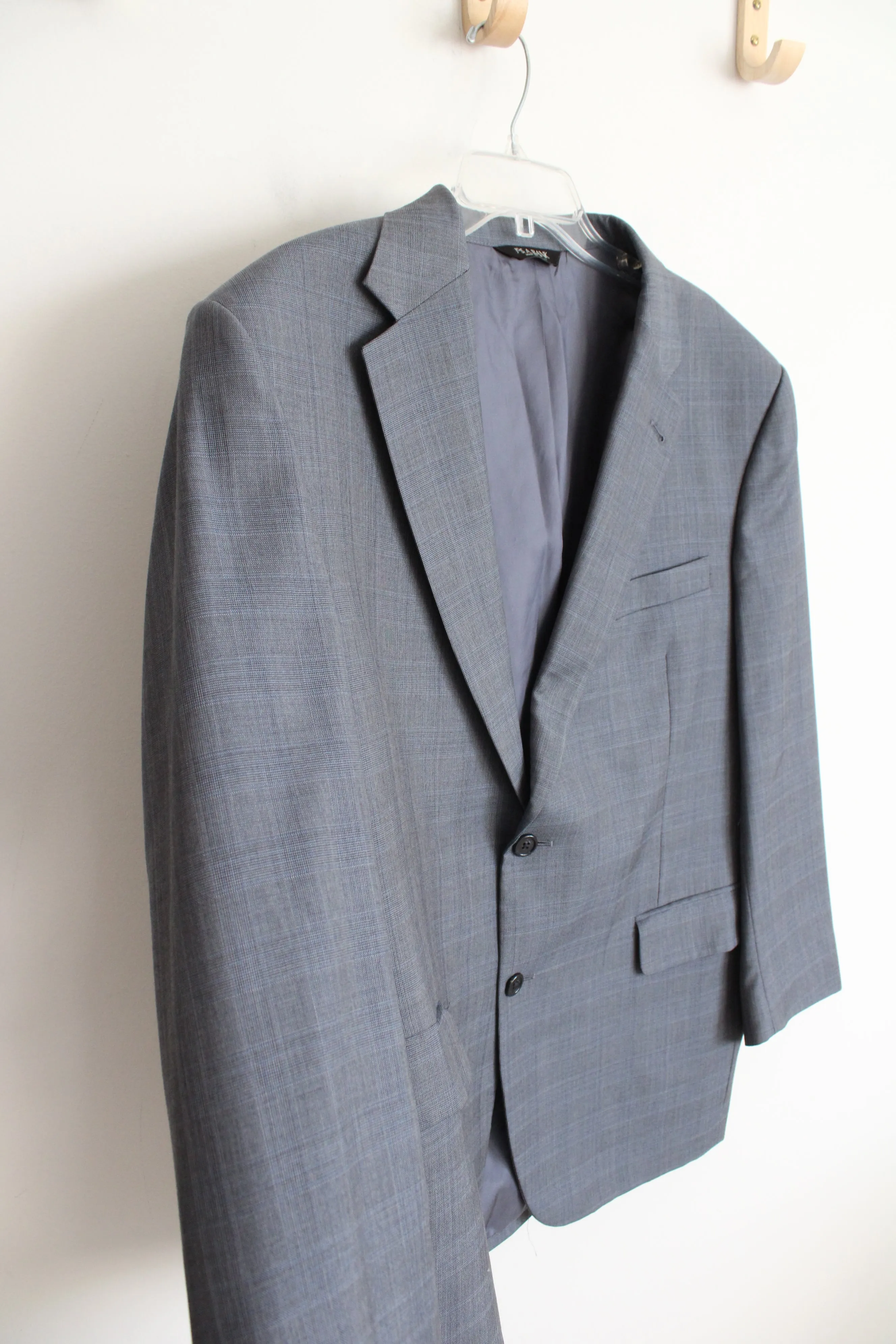 Jos A. Blank Blue & Gray Plaid Wool Silk Blend Blazer | 44S