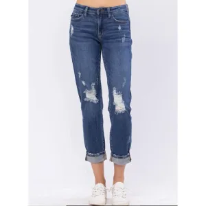 Judy Blue Destroyed & Cuffed Slim Fit Jean