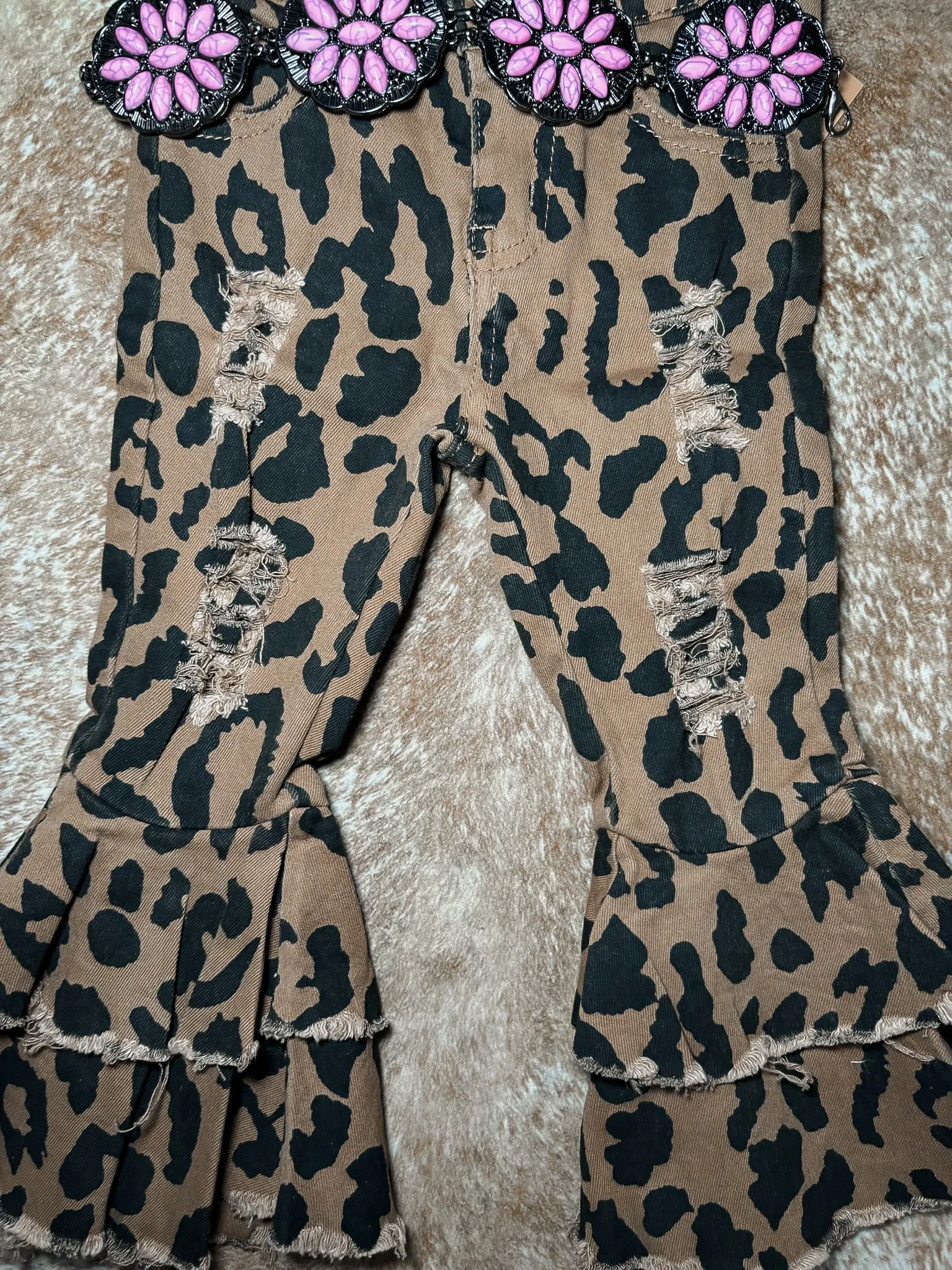 Kids leopard bell bottoms