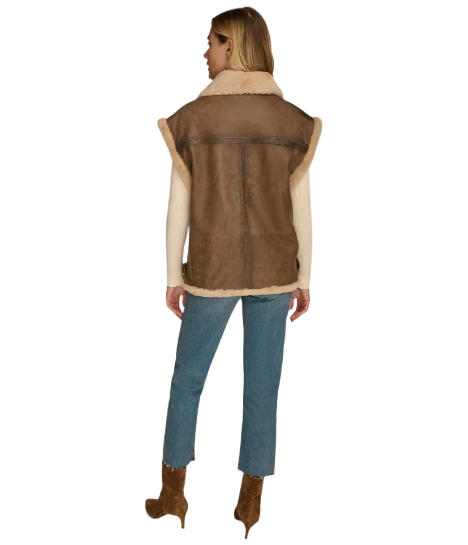Kinsley Faux Shearling Suede Leather Vest
