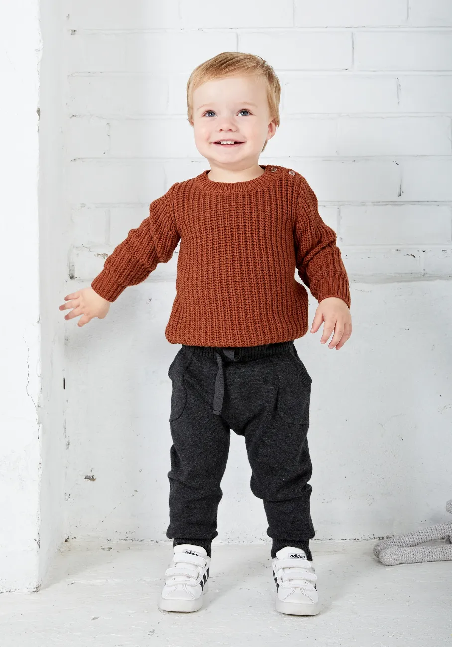 Knit Baby Pants - Charcoal