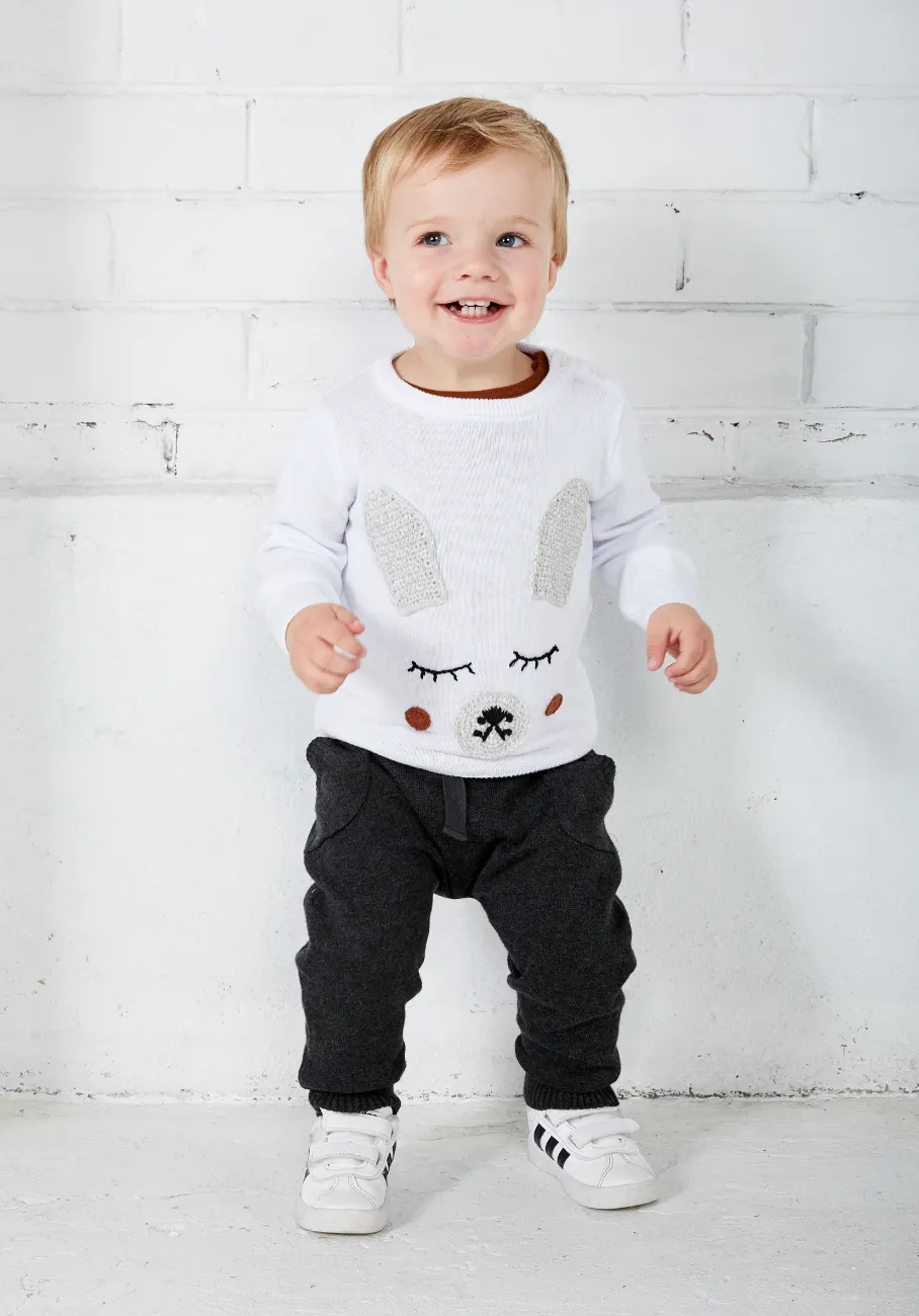 Knit Baby Pants - Charcoal