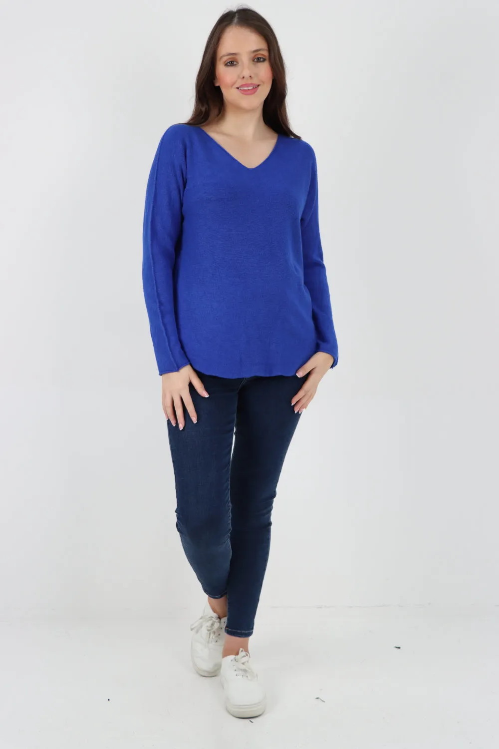 Knitted Jumper V Neck Basic Sweater Top