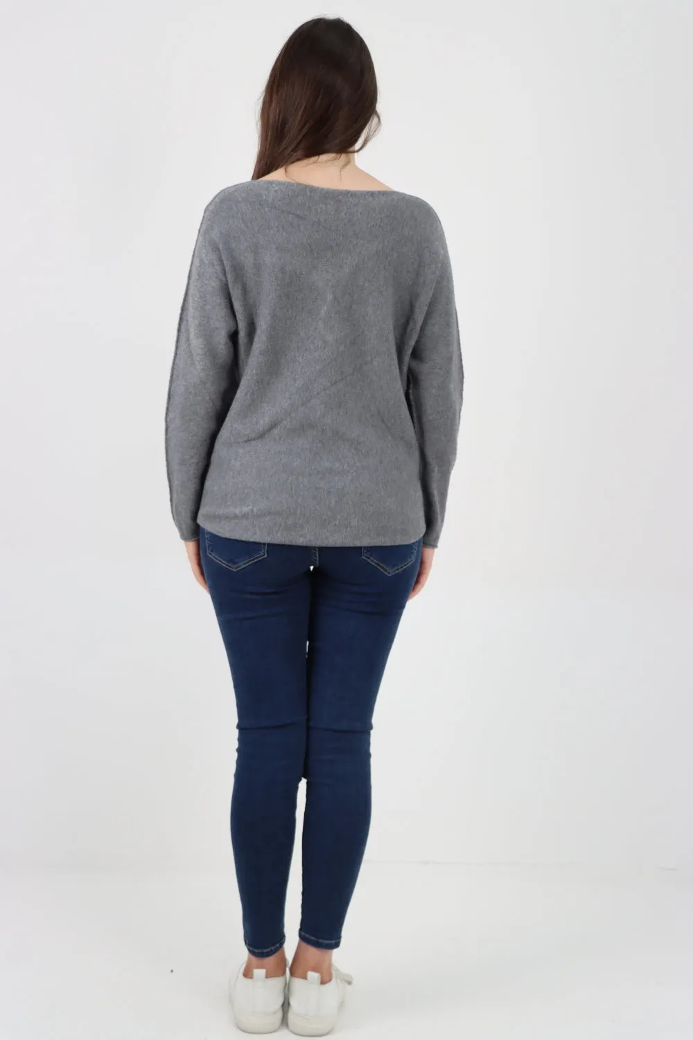 Knitted Jumper V Neck Basic Sweater Top