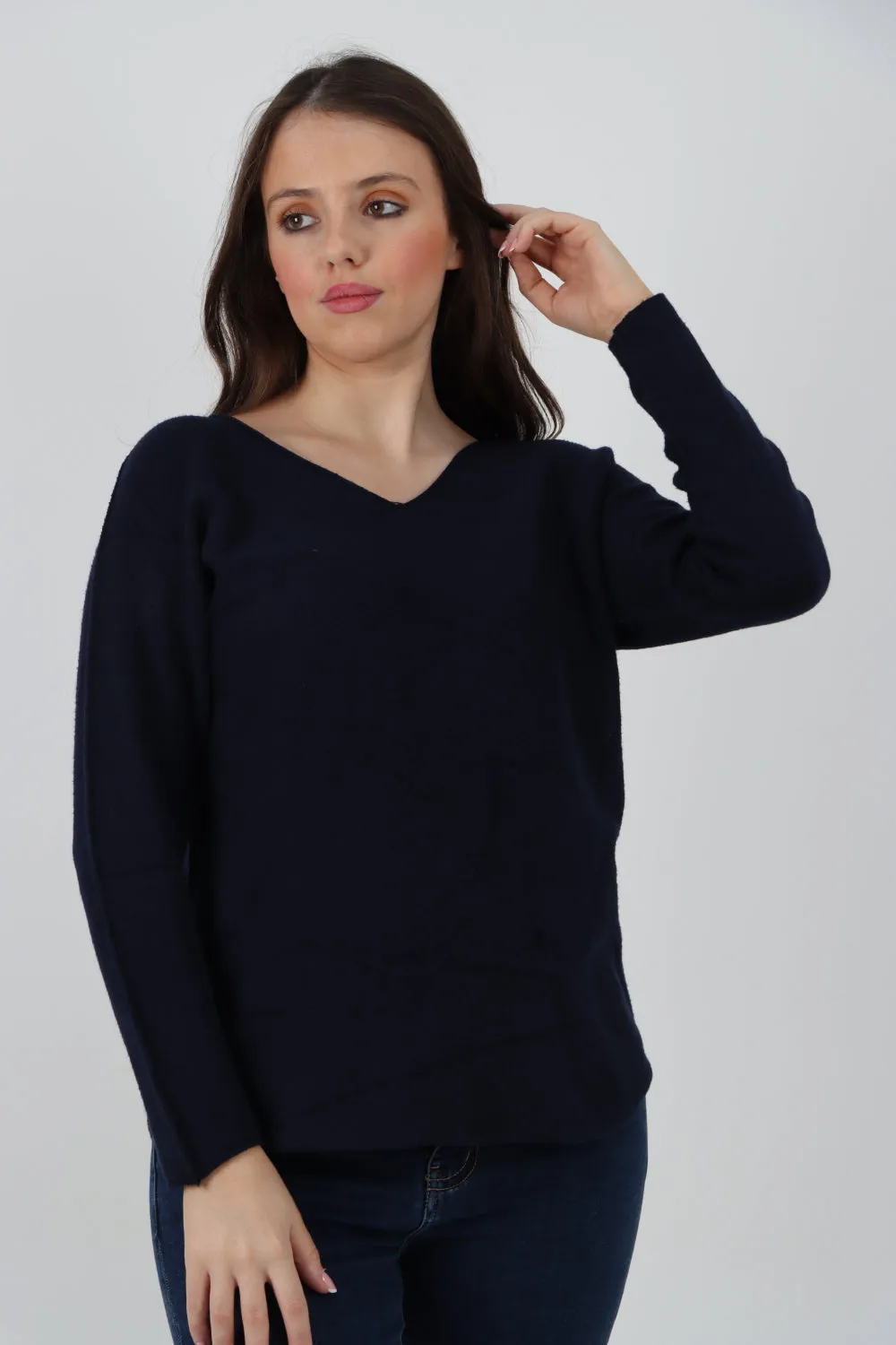 Knitted Jumper V Neck Basic Sweater Top