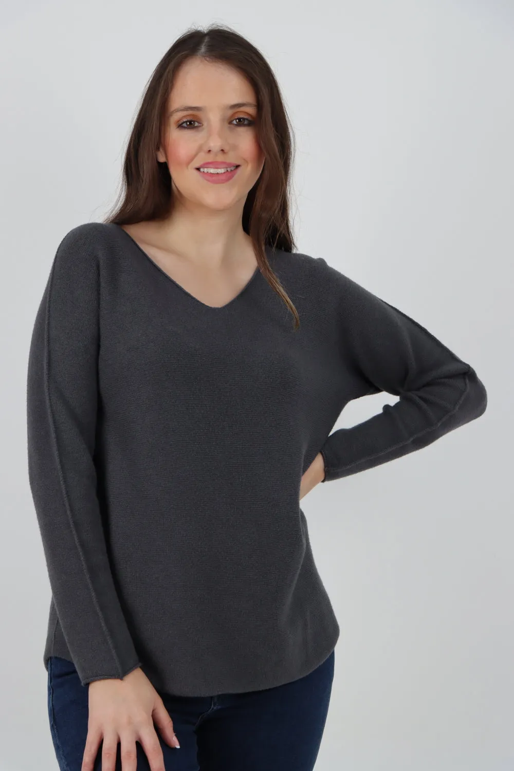 Knitted Jumper V Neck Basic Sweater Top