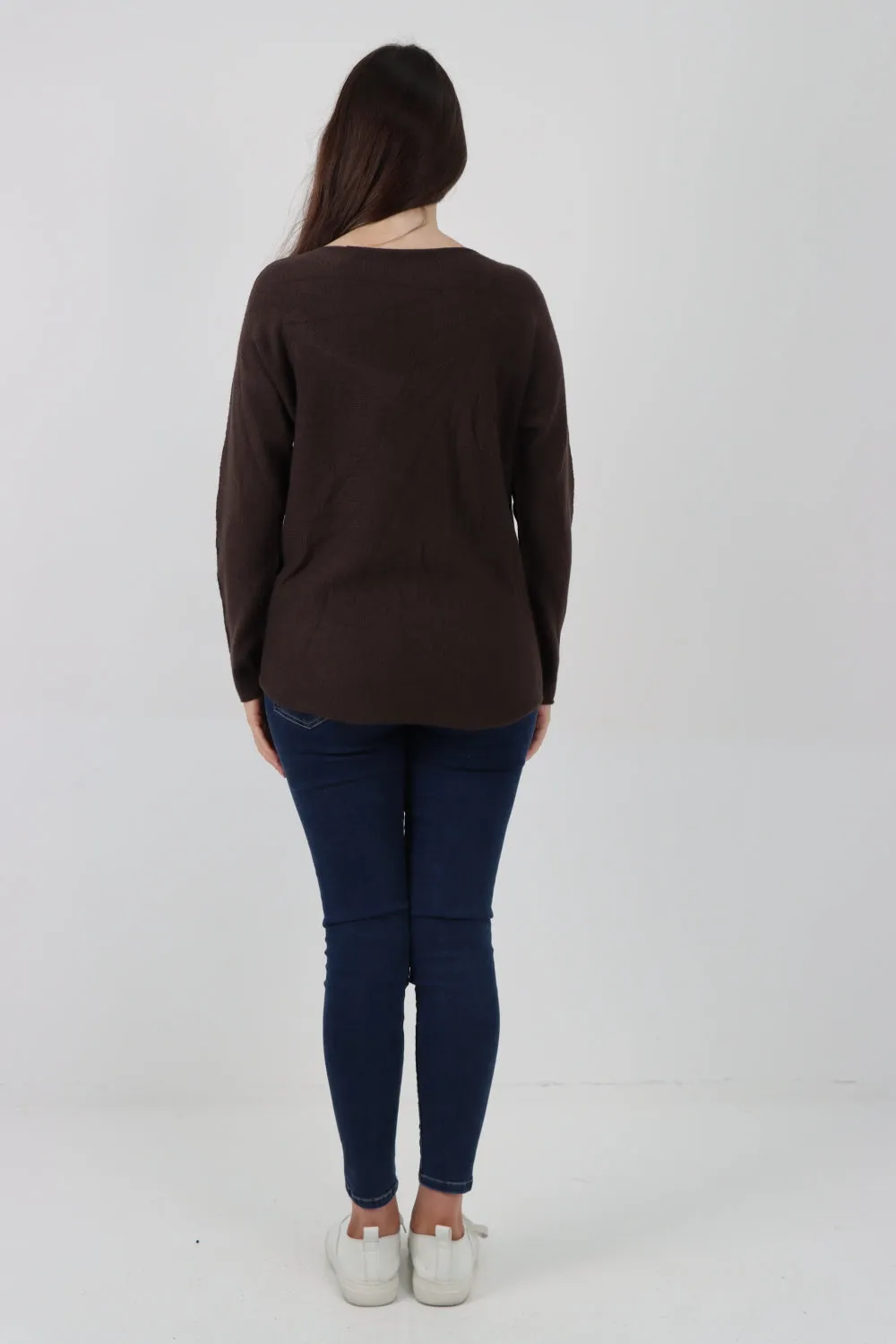 Knitted Jumper V Neck Basic Sweater Top