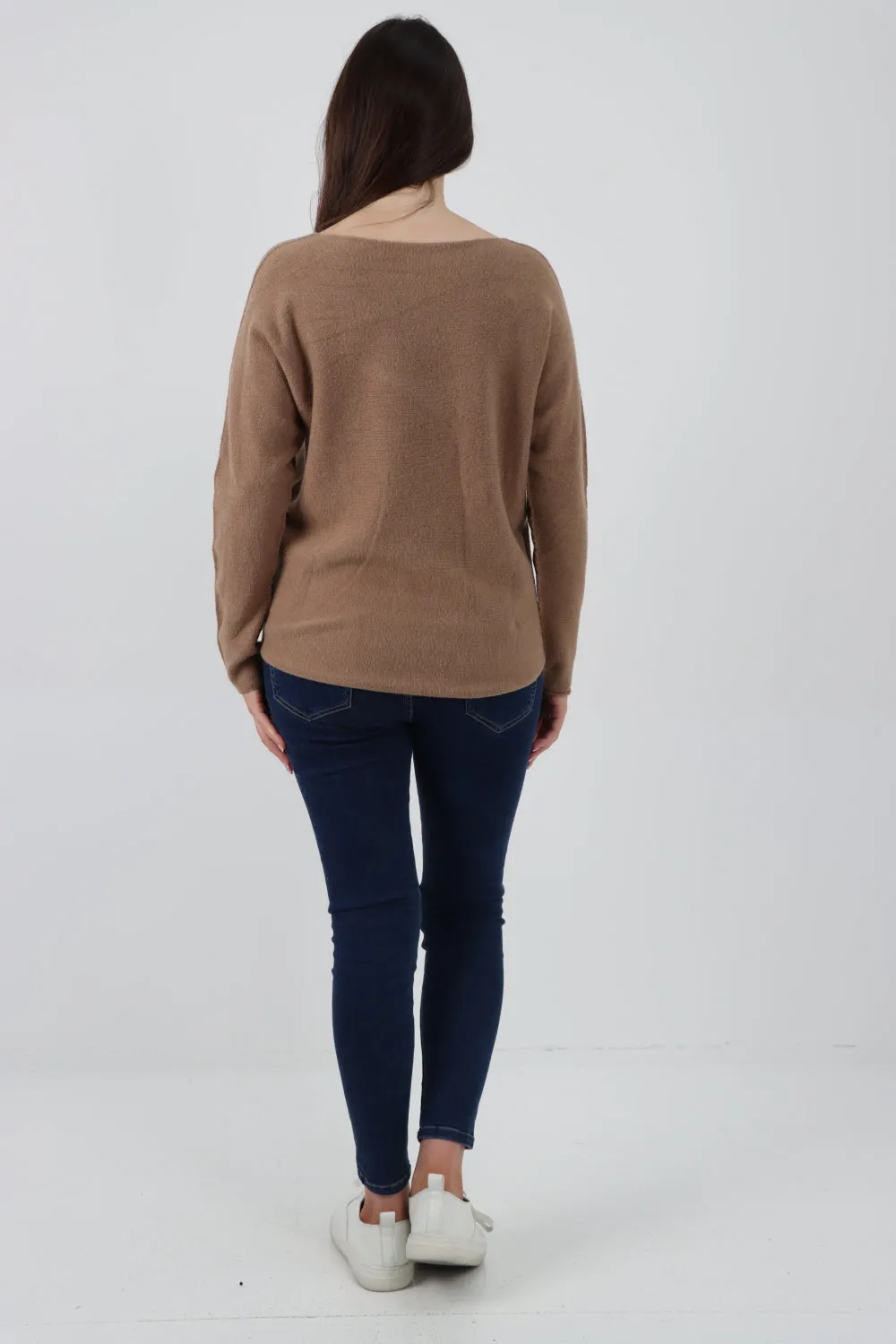 Knitted Jumper V Neck Basic Sweater Top