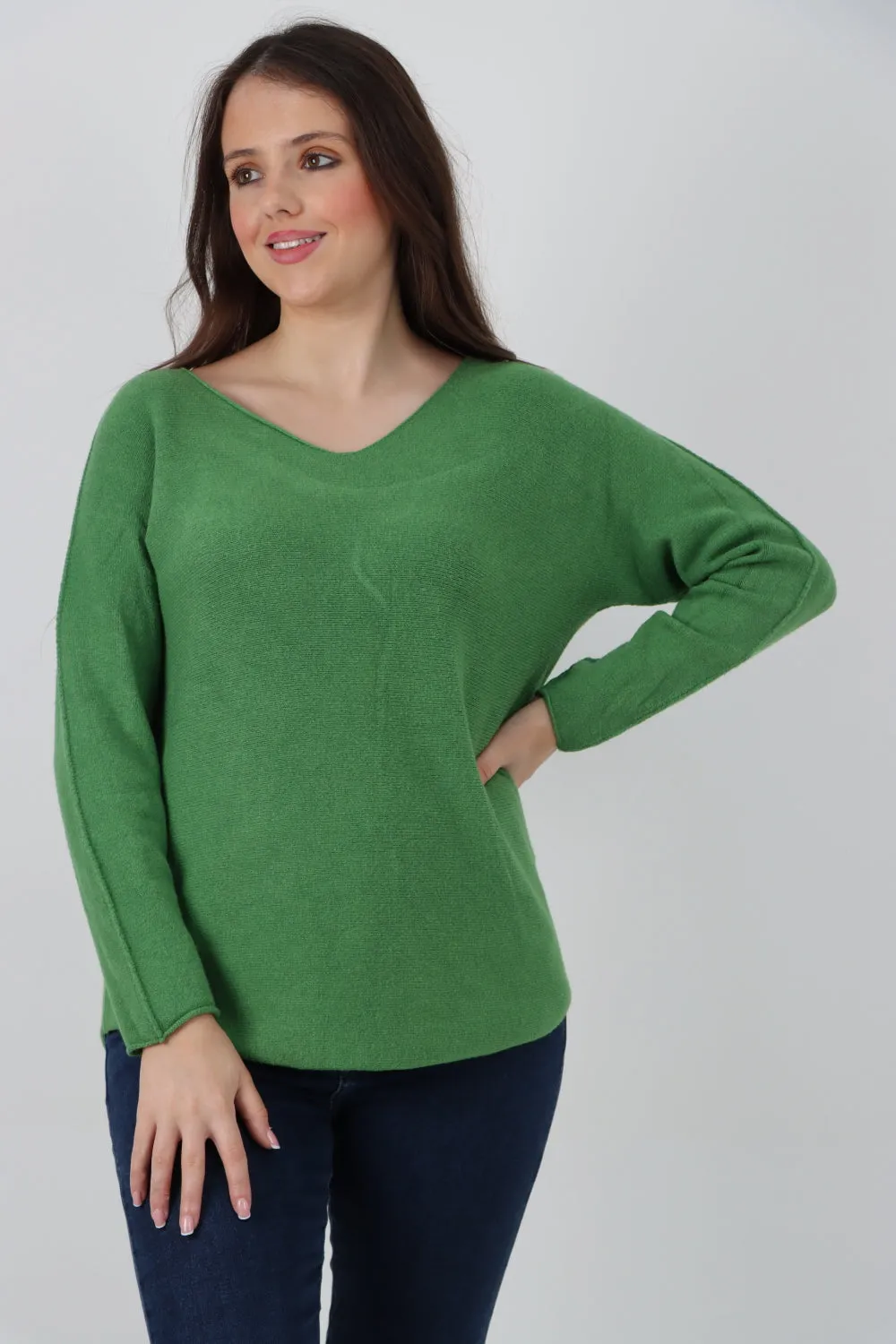 Knitted Jumper V Neck Basic Sweater Top