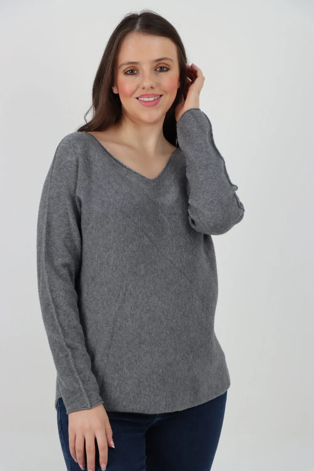 Knitted Jumper V Neck Basic Sweater Top