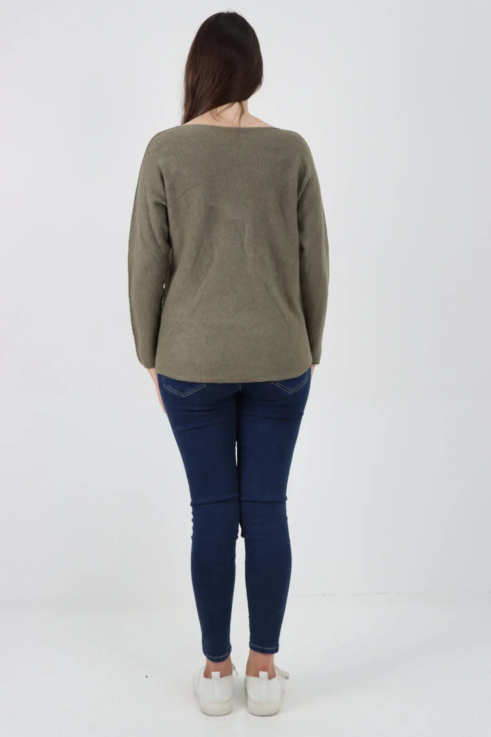 Knitted Jumper V Neck Basic Sweater Top