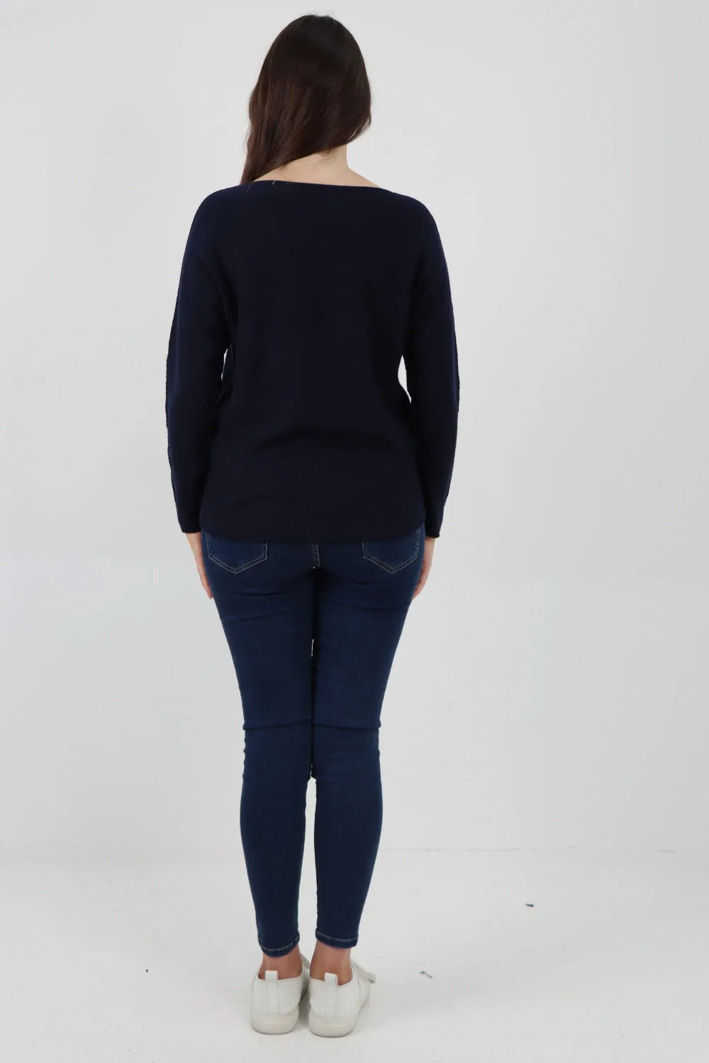Knitted Jumper V Neck Basic Sweater Top