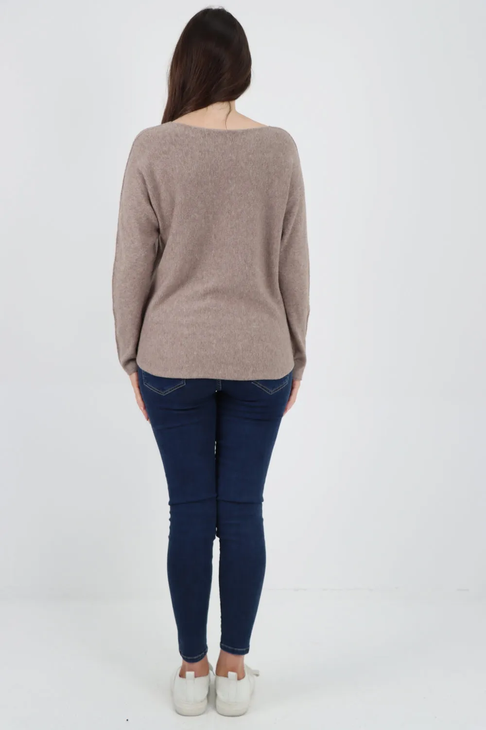 Knitted Jumper V Neck Basic Sweater Top