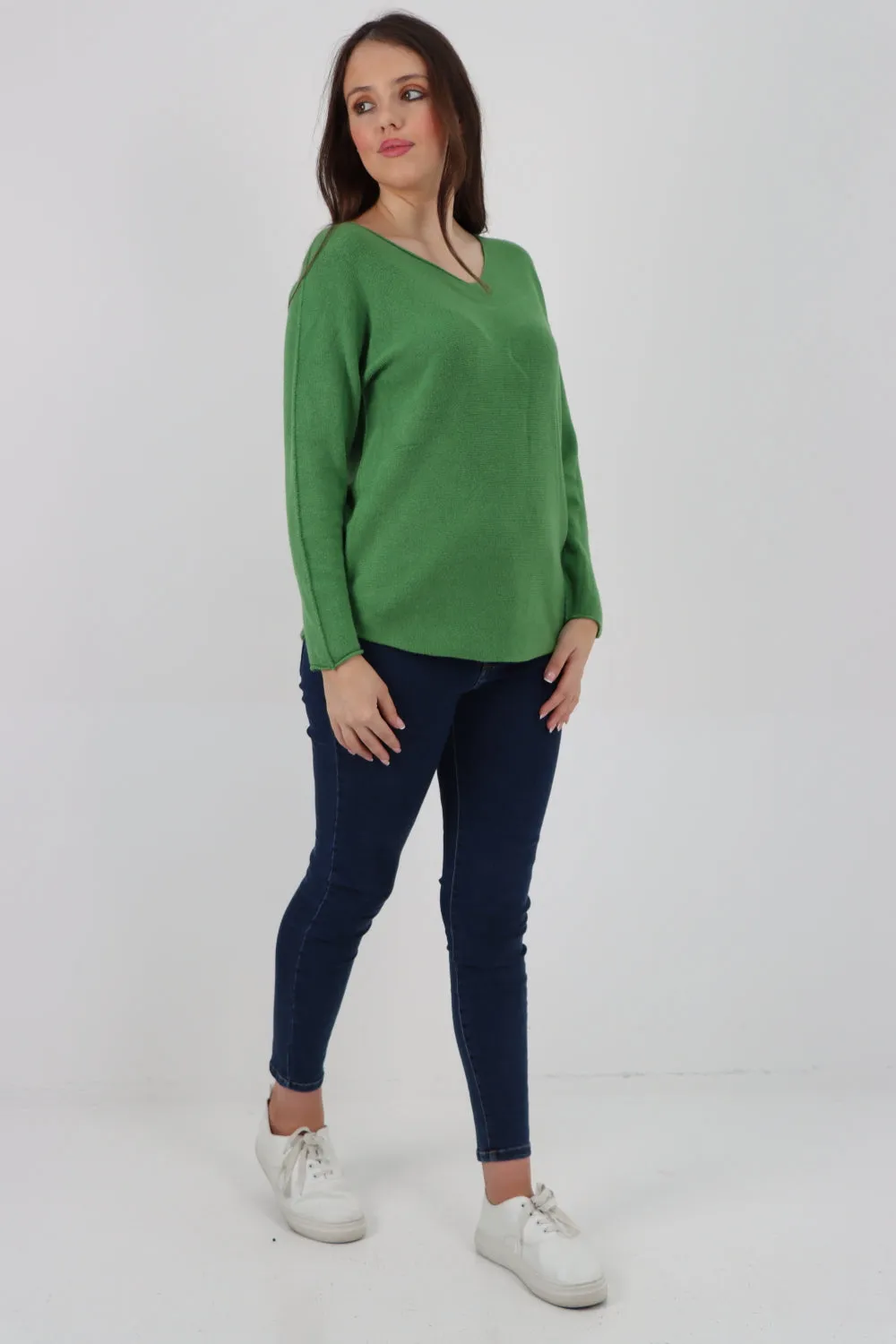 Knitted Jumper V Neck Basic Sweater Top