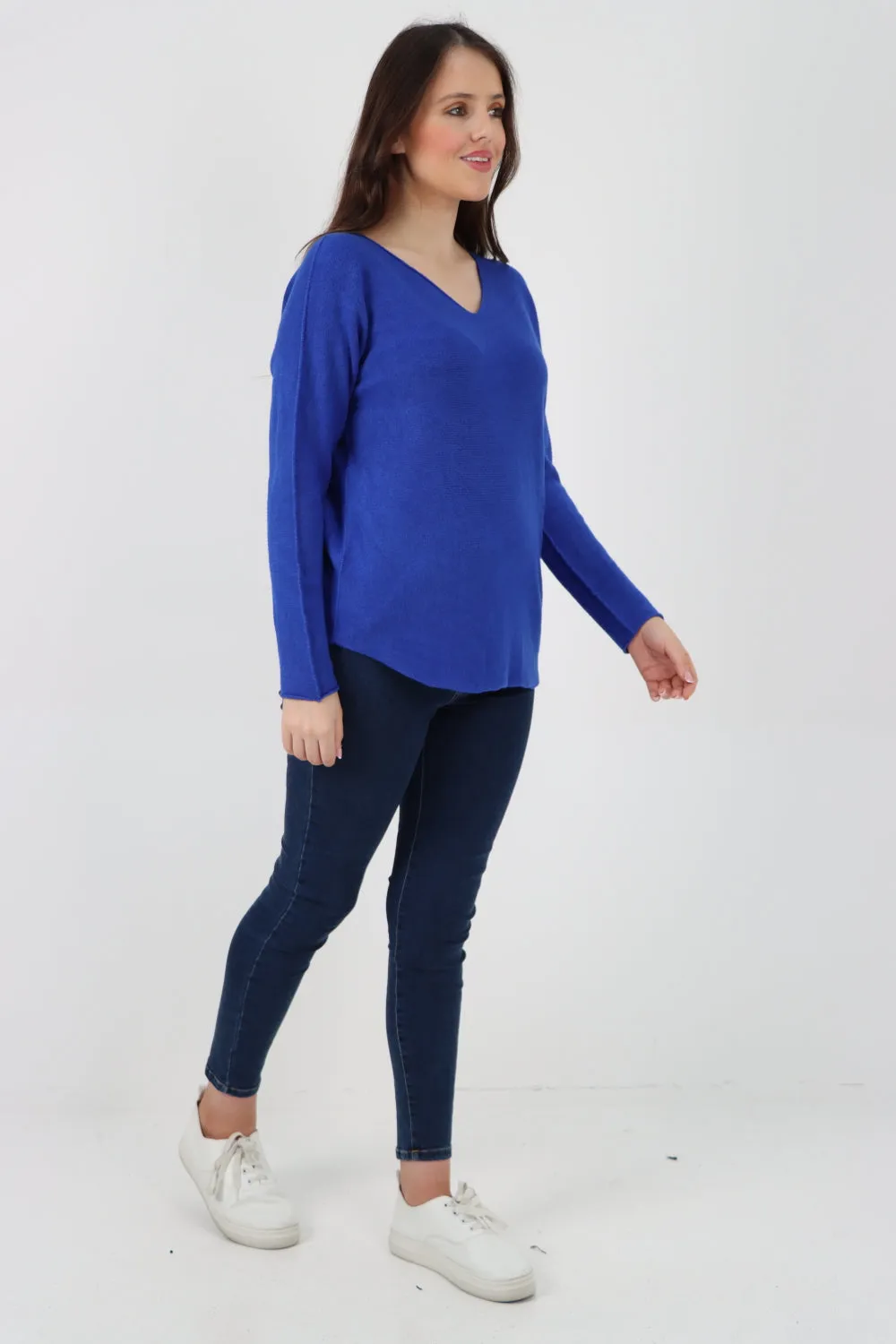 Knitted Jumper V Neck Basic Sweater Top