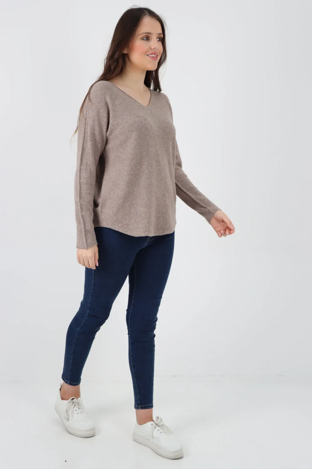 Knitted Jumper V Neck Basic Sweater Top